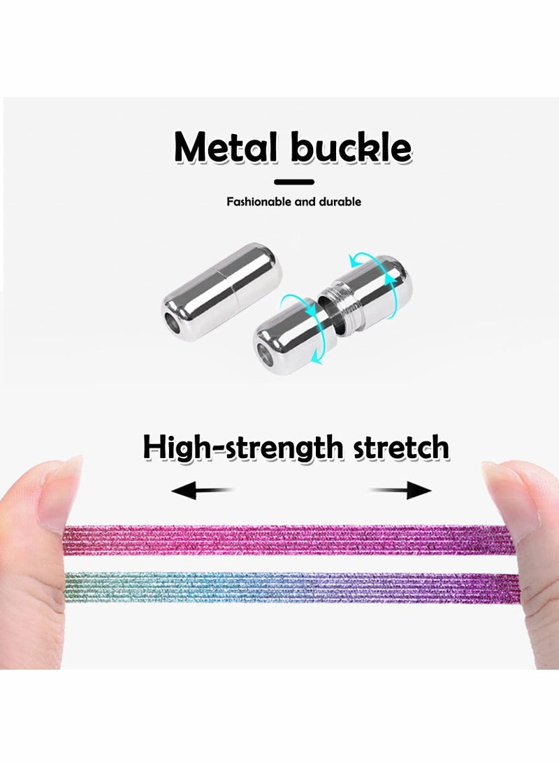 Excefore 4 Pair No Tie Laces Elastic Shoelaces Universal Quick Tie Shoe Laces with Metal Buckle for Kids and Adults (4 Colors) - Image 4