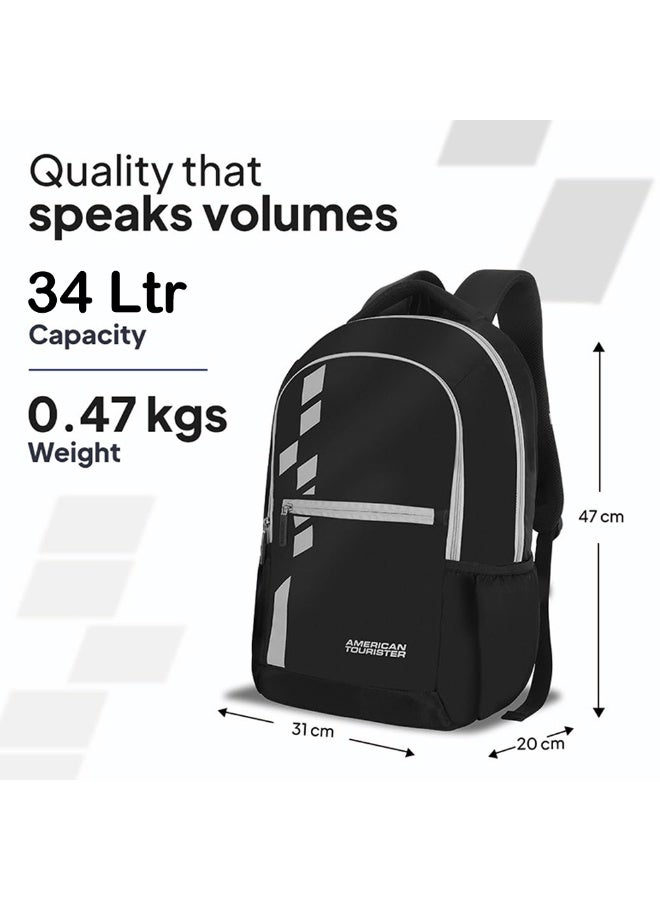 AMERICAN TOURISTER Slate 2.0 Backpack 02, 34L Capacity, Polyester, Black|Fits 15.6" Laptop|Designed For Comfort|Voluminous Front Pocket|Lightweight|Bottle Holder - 1 Year International Warranty - Image 2