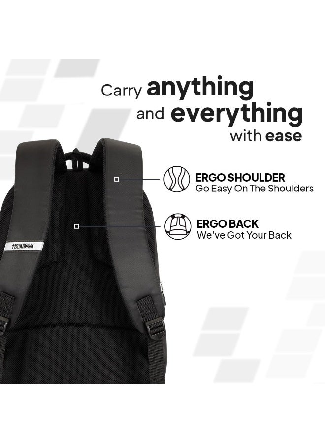 AMERICAN TOURISTER Slate 2.0 Backpack 02, 34L Capacity, Polyester, Black|Fits 15.6" Laptop|Designed For Comfort|Voluminous Front Pocket|Lightweight|Bottle Holder - 1 Year International Warranty - Image 4