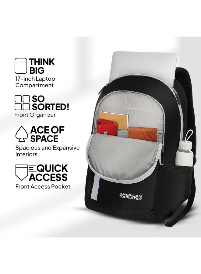 AMERICAN TOURISTER Slate 2.0 Backpack 02, 34L Capacity, Polyester, Black|Fits 15.6" Laptop|Designed For Comfort|Voluminous Front Pocket|Lightweight|Bottle Holder - 1 Year International Warranty - Image 3