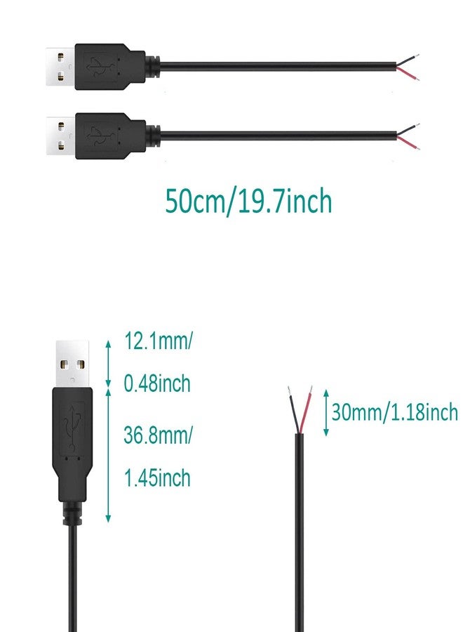 XMSJSIY USB 2.0 Male Bare Cable Pigtail Open End Extension Cables 5V 3A Power Charge Wires DIY Connector Replacement Cable Cord 18AWG -2pcs (0.5M) - Image 4