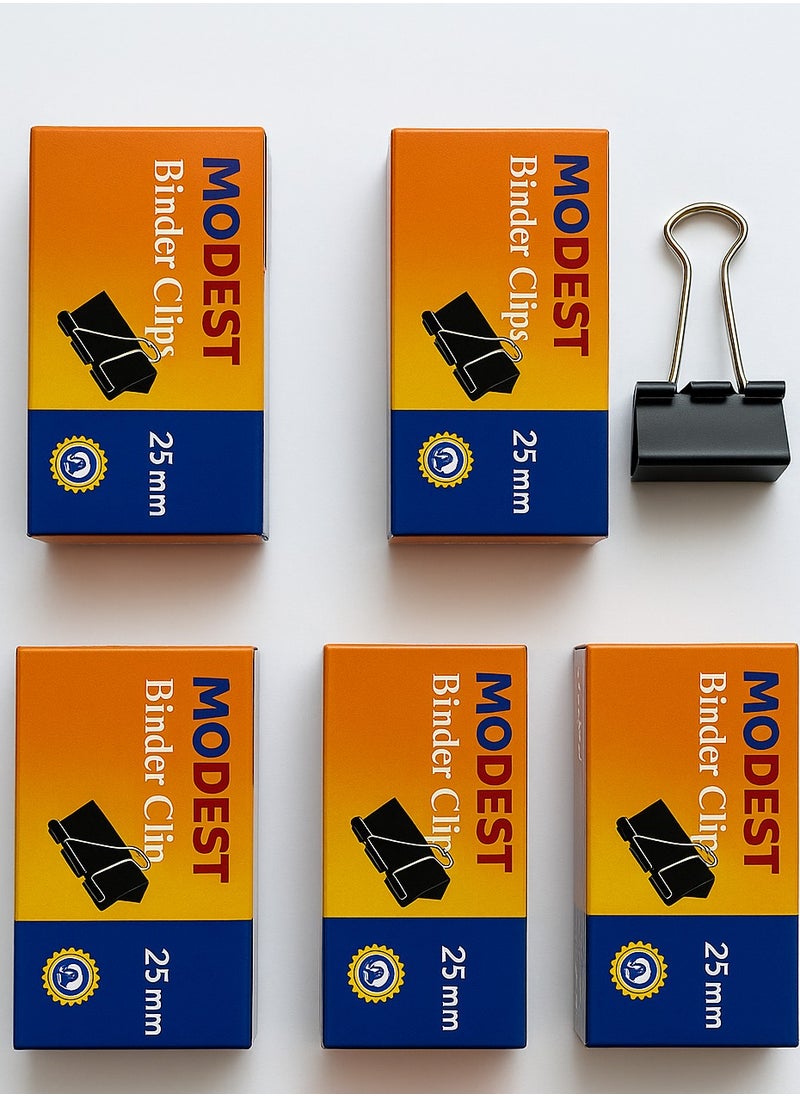MODEST MODEST Binder Clip 25mm (1 Inch) – 12 Clips per Packet – 5 Packets (60 pcs Total)  - Image 1