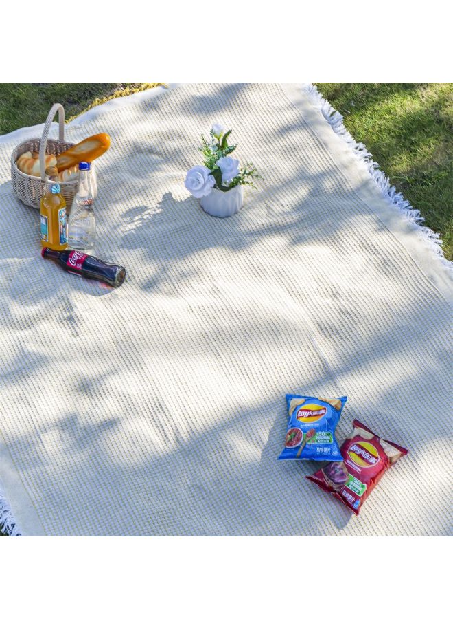 Yellow Honeycomb Linen Picnic Mat Outdoor Camping Blanket, Atmosphere Tablecloth for Outings