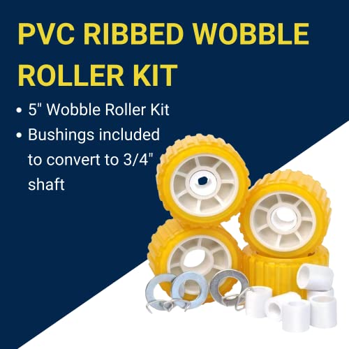 Tie Down Engineering 86144 5"" PVC Ribbed Wobble Roller Kit 4-Pk, Yellow, Standard - Image 4