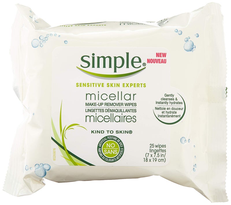 Simple Facial Wipes Micellar, 25 Count (Pack of 6) - Image 1