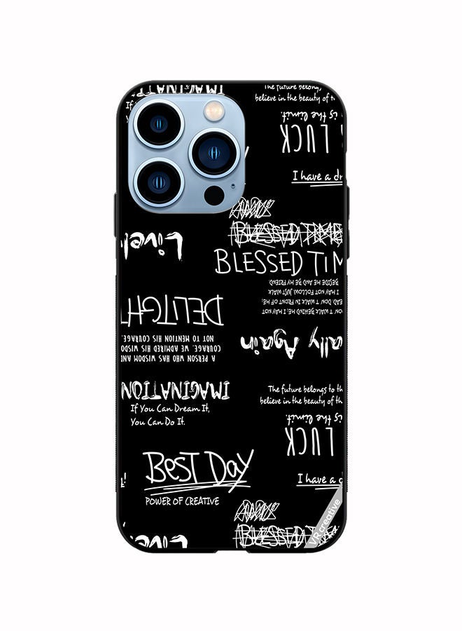VR CREATIVE Protective Case Cover For Apple iPhone 13 Pro Alligraphy And Lettering Black Design Multicolour - Image 1