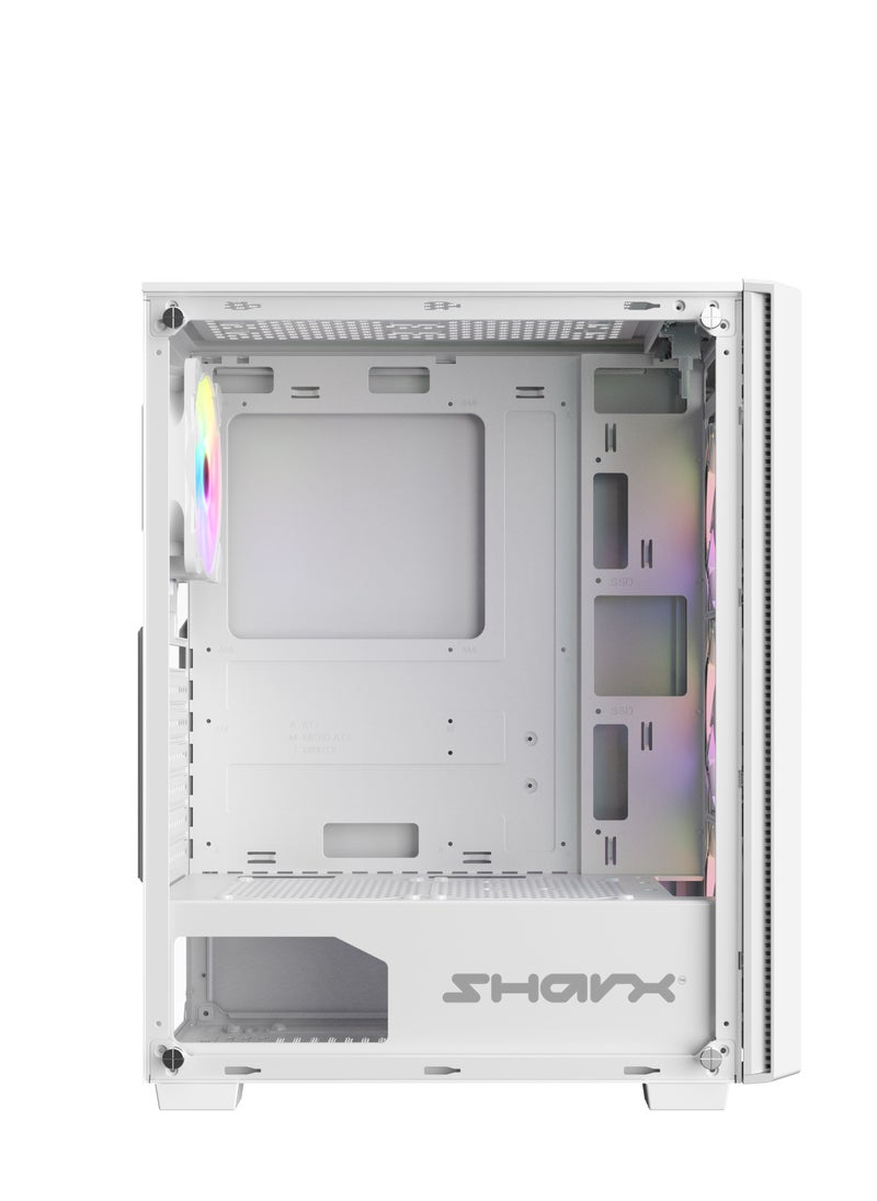 SHARX SHARX CASE STRIKER  ARGB  ATX PC Case With Front Mesh Panel(S-200W), 4 x 120mm Pre-Installed Fans, Remote Controller, Glass Side Panel,Ports Type C*1/ USB3.0 *1/ USB2.0 *2 Buttons:Power/Reset/LED.  - Image 5