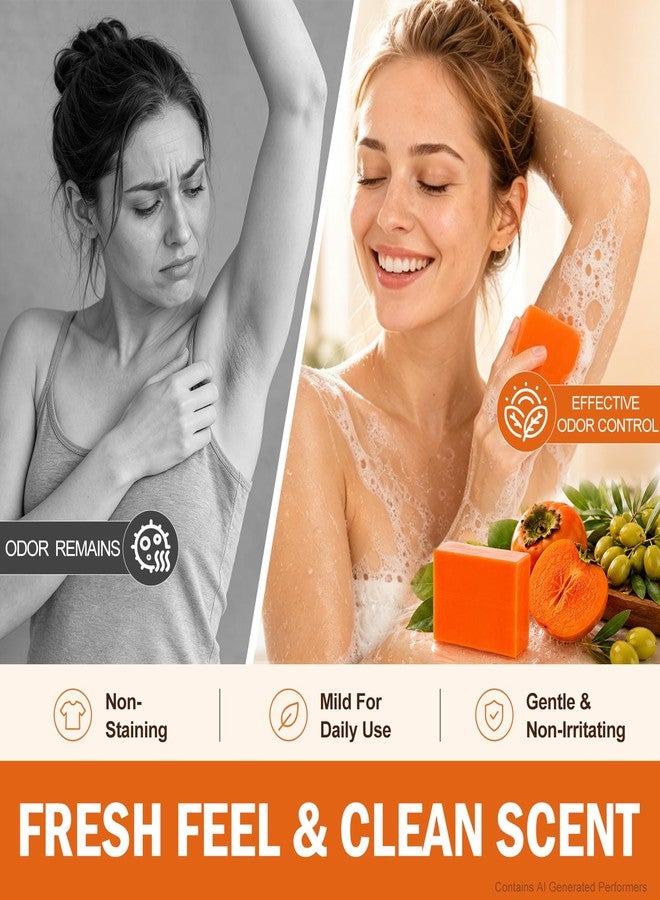 OAKDOLCHE 5 PCS Persimmon Soap Bar（80g） for Body Odor Control, Natural Refreshing Body Bar Soap for Old People Smell, Suitable for All Skin Types - Image 5