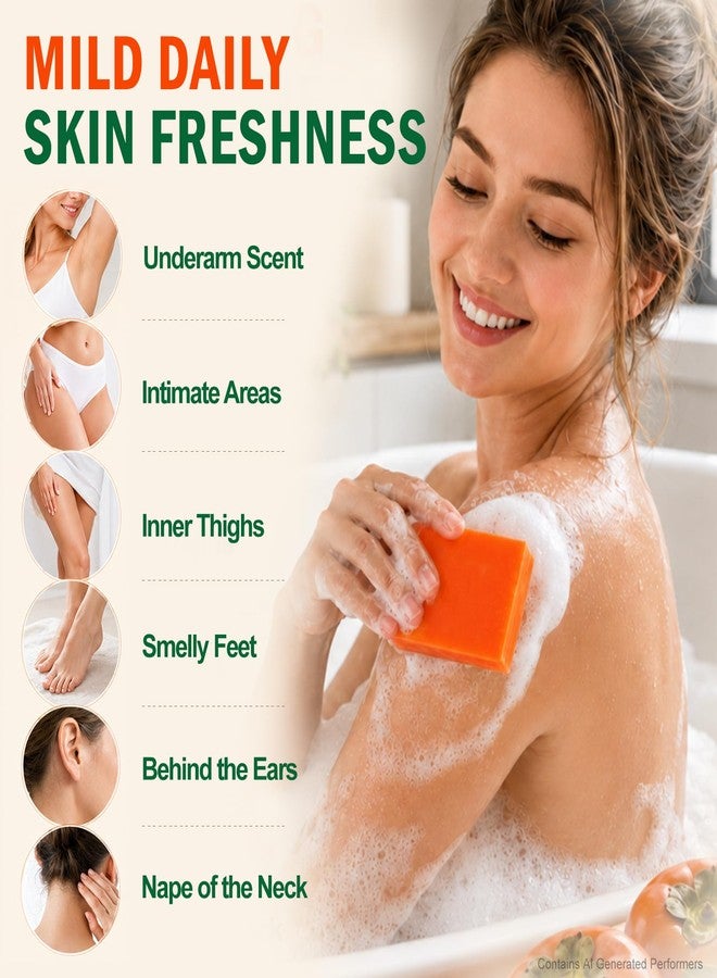 OAKDOLCHE 5 PCS Persimmon Soap Bar（80g） for Body Odor Control, Natural Refreshing Body Bar Soap for Old People Smell, Suitable for All Skin Types - Image 4