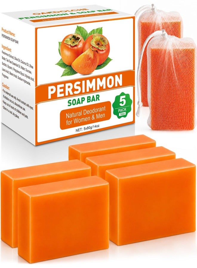 OAKDOLCHE 5 PCS Persimmon Soap Bar（80g） for Body Odor Control, Natural Refreshing Body Bar Soap for Old People Smell, Suitable for All Skin Types - Image 1