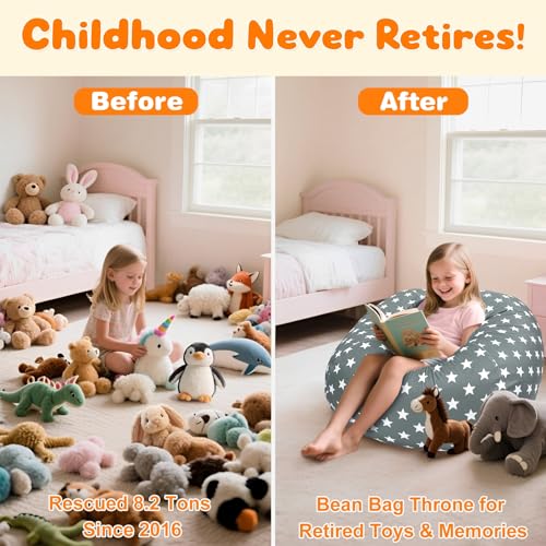 Lukeight Stuffed Animal Storage Bean Bag Chair Cover - Premium Velvet Organizer with YKK Zipper Holds 60+ Plush Toys, Washable Kids Room Decor (No Filling, Large) - Image 2