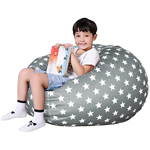 Lukeight Stuffed Animal Storage Bean Bag Chair Cover - Premium Velvet Organizer with YKK Zipper Holds 60+ Plush Toys, Washable Kids Room Decor (No Filling, Large) - Image 1