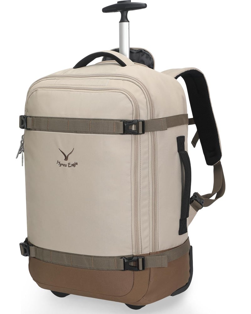 Hynes Eagle Rolling Backpack 42L Backpack with Wheels Airline Approved Carry on Luggage Laptop Travel Suitcase Bag for Women Men Khaki - Image 1