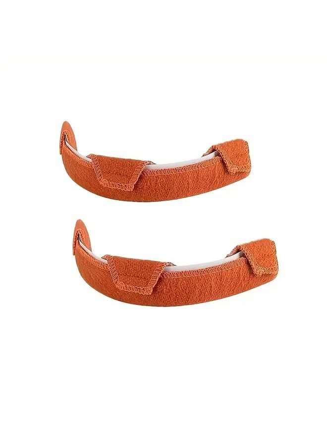 2Pcs Orange Self Adhesive Helmet Sweat Absorbent Pads Non Slip Sweatband Liners - Image 1