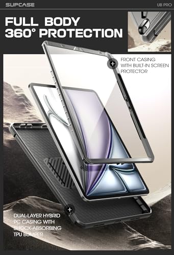SUPCASE for iPad Air 11 Inch Case 7th Generation M3 2025, [Built-in Screen Protector & Pencil Holder & Stand] Rugged Cover for iPad Air 7th/6th/5th/4th Gen (11/10.9 Inch, 2025/2024/2022/2020), Black - Image 5