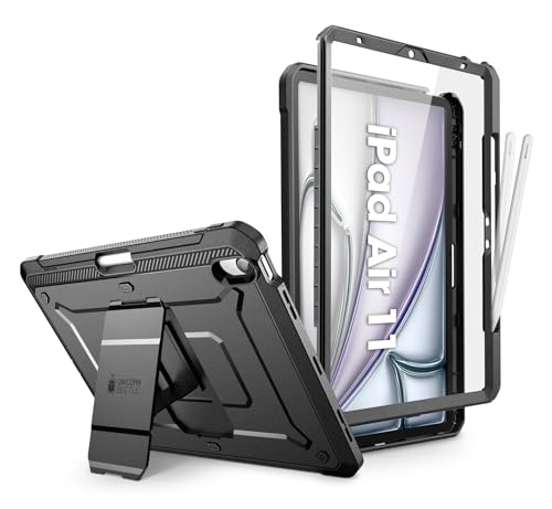 SUPCASE for iPad Air 11 Inch Case 7th Generation M3 2025, [Built-in Screen Protector & Pencil Holder & Stand] Rugged Cover for iPad Air 7th/6th/5th/4th Gen (11/10.9 Inch, 2025/2024/2022/2020), Black - Image 1