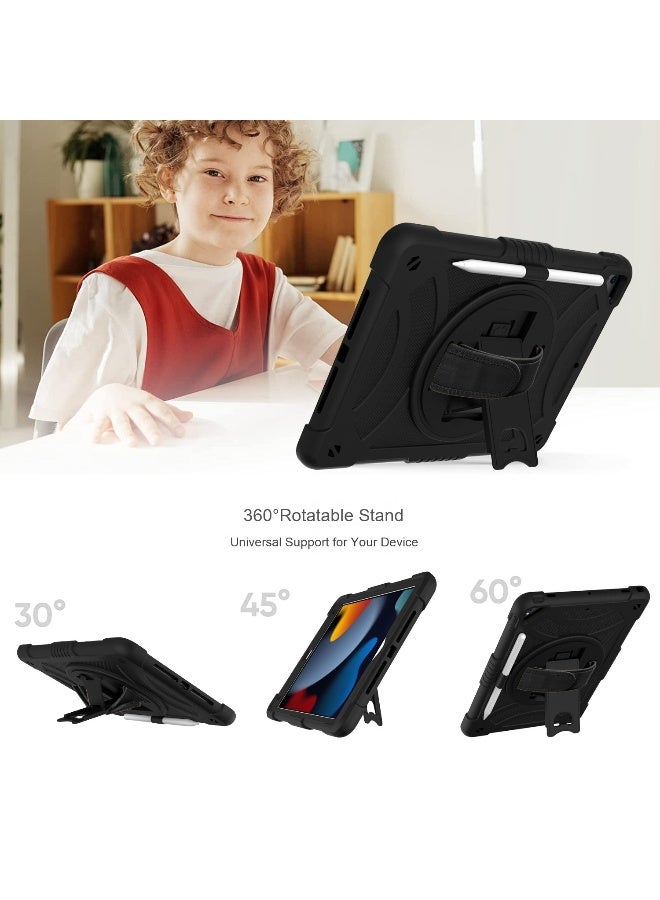 NIBEMINENT Case for ipad 9th/8th/7th Generation 10.2'' Heavy Duty Screen Protector 360° Rotating Stand Handle Pencil Holder Shockproof Drop Protection Shoulder/Hand Strap Durable Kids-Friendly  - Image 2