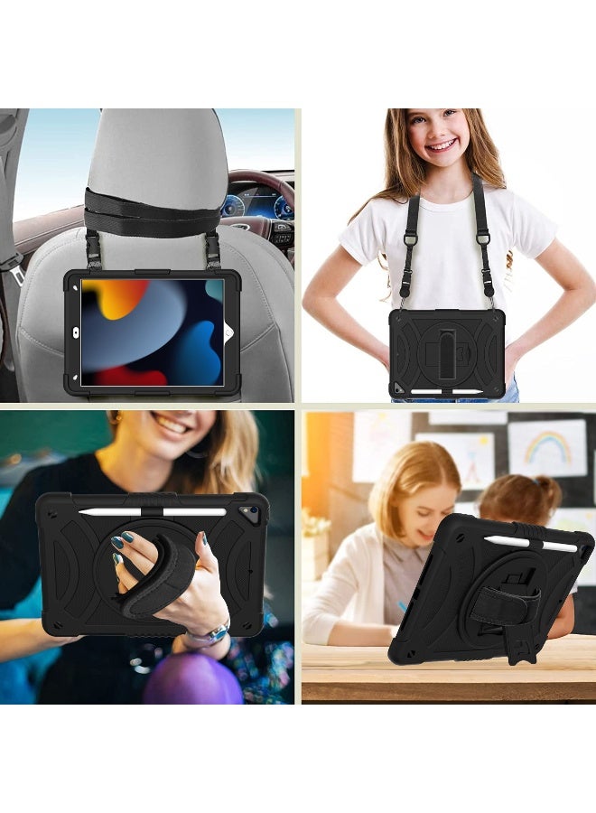 NIBEMINENT Case for ipad 9th/8th/7th Generation 10.2'' Heavy Duty Screen Protector 360° Rotating Stand Handle Pencil Holder Shockproof Drop Protection Shoulder/Hand Strap Durable Kids-Friendly  - Image 3