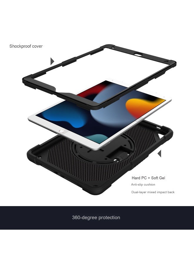 NIBEMINENT Case for ipad 9th/8th/7th Generation 10.2'' Heavy Duty Screen Protector 360° Rotating Stand Handle Pencil Holder Shockproof Drop Protection Shoulder/Hand Strap Durable Kids-Friendly  - Image 4