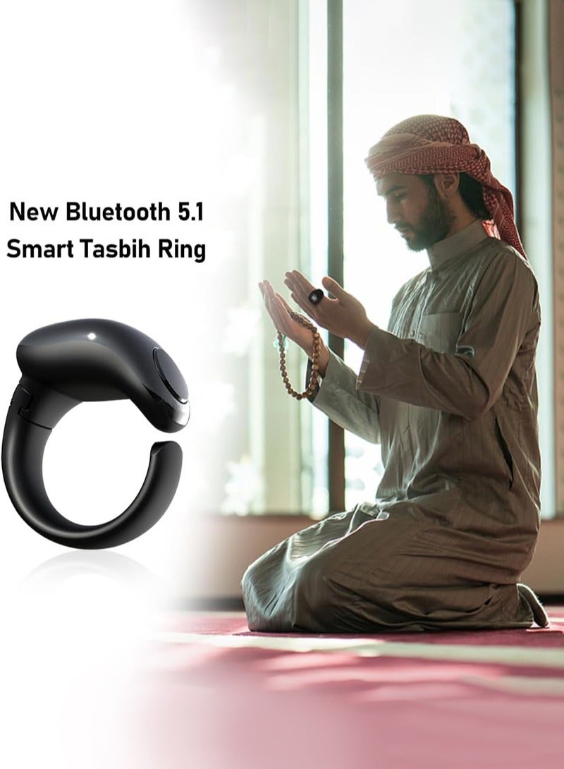 WESLAMIC iTasbih Zikr Smart Ring, OLED Display Adjustable Counter Prayer Reminders 2 Replace Sizes（20/22mm), Magnet Charging APP Support Waterproof Bluetooth for Muslims (Black) - Image 3