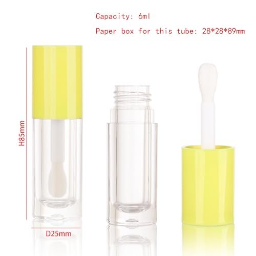COSIDEA 14pcs Empty 6ml big doe foot wand Chunky lip gloss tubes for DIY lipglossPink round lipgloss containers tubes with thick wand Yellow - Image 3