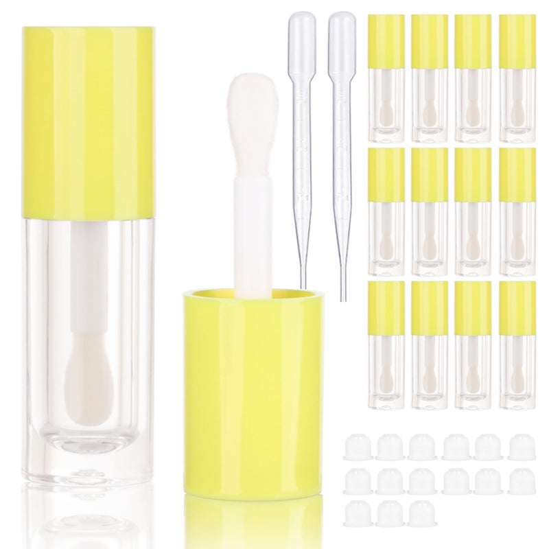 COSIDEA 14pcs Empty 6ml big doe foot wand Chunky lip gloss tubes for DIY lipglossPink round lipgloss containers tubes with thick wand Yellow - Image 2