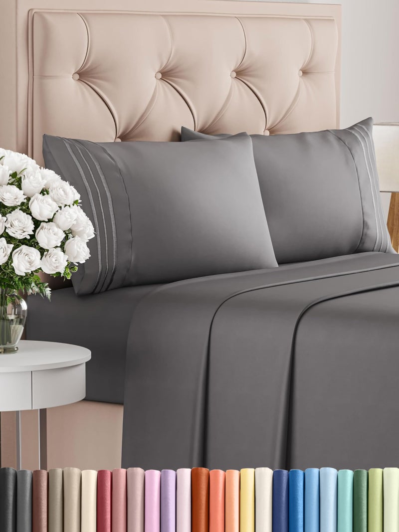 CGK Unlimited Full Size 4 Piece Sheet Set  Comfy Breathable  Cooling Bed Sheets Set  Hotel Luxury Bedding for Women Men Kids Teens Boys  Girls  Deep Pockets UltraSoft Wrinkle Free  OekoTex  Dark Grey