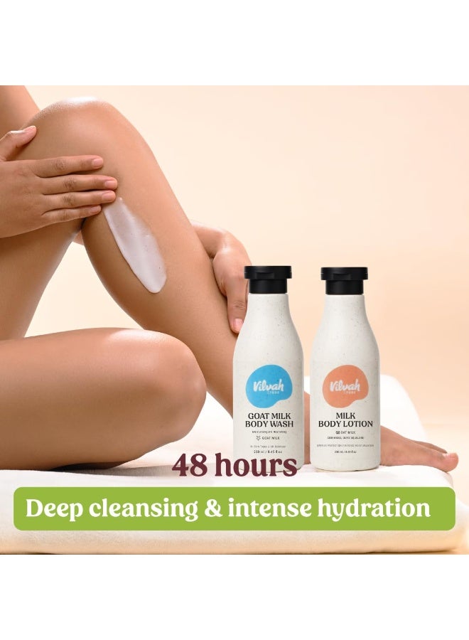 Vilvah Store Milk Body Combo, Body Lotion 250ml & Bodywash 250ml ,For All Skin Types, For Men & Women, 450ml (Pack of 2) - Image 3