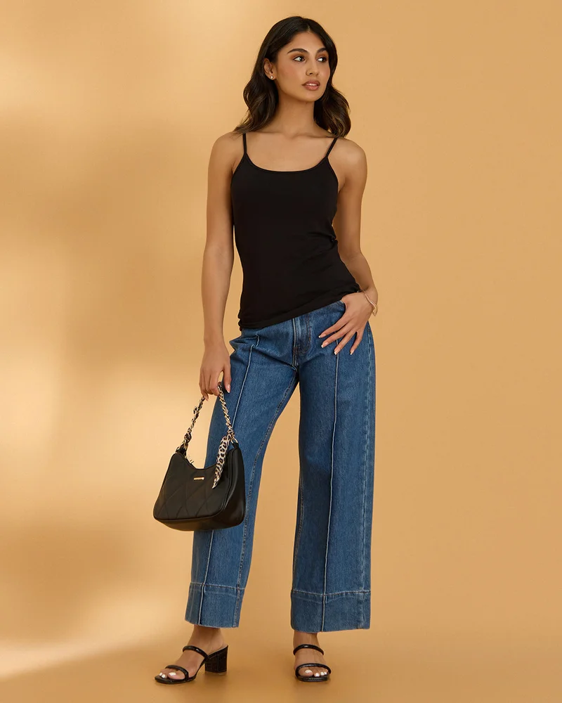 REDTAG Women Black Basic Cami Vest