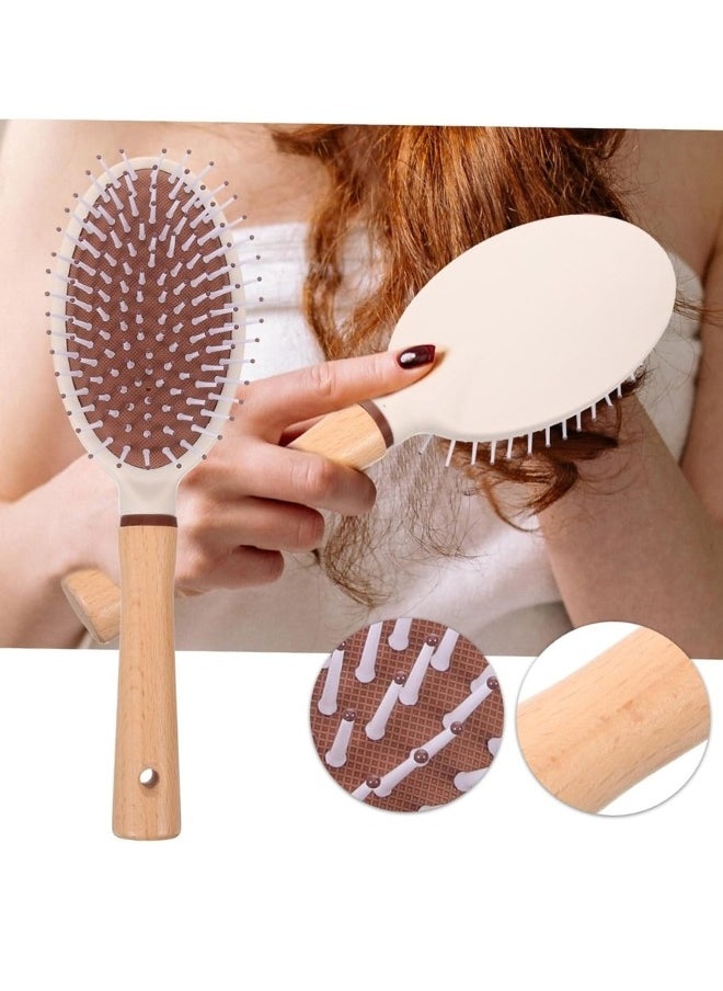 Group Tiger Anti-static wooden hairbrush, comfortable oval design for detangling and styling, 25 cm  - Image 3