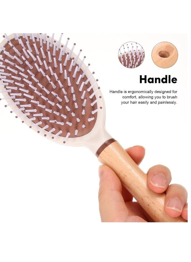 Group Tiger Anti-static wooden hairbrush, comfortable oval design for detangling and styling, 25 cm  - Image 4