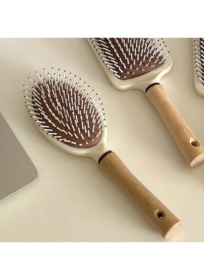 Group Tiger Anti-static wooden hairbrush, comfortable oval design for detangling and styling, 25 cm  - Image 5