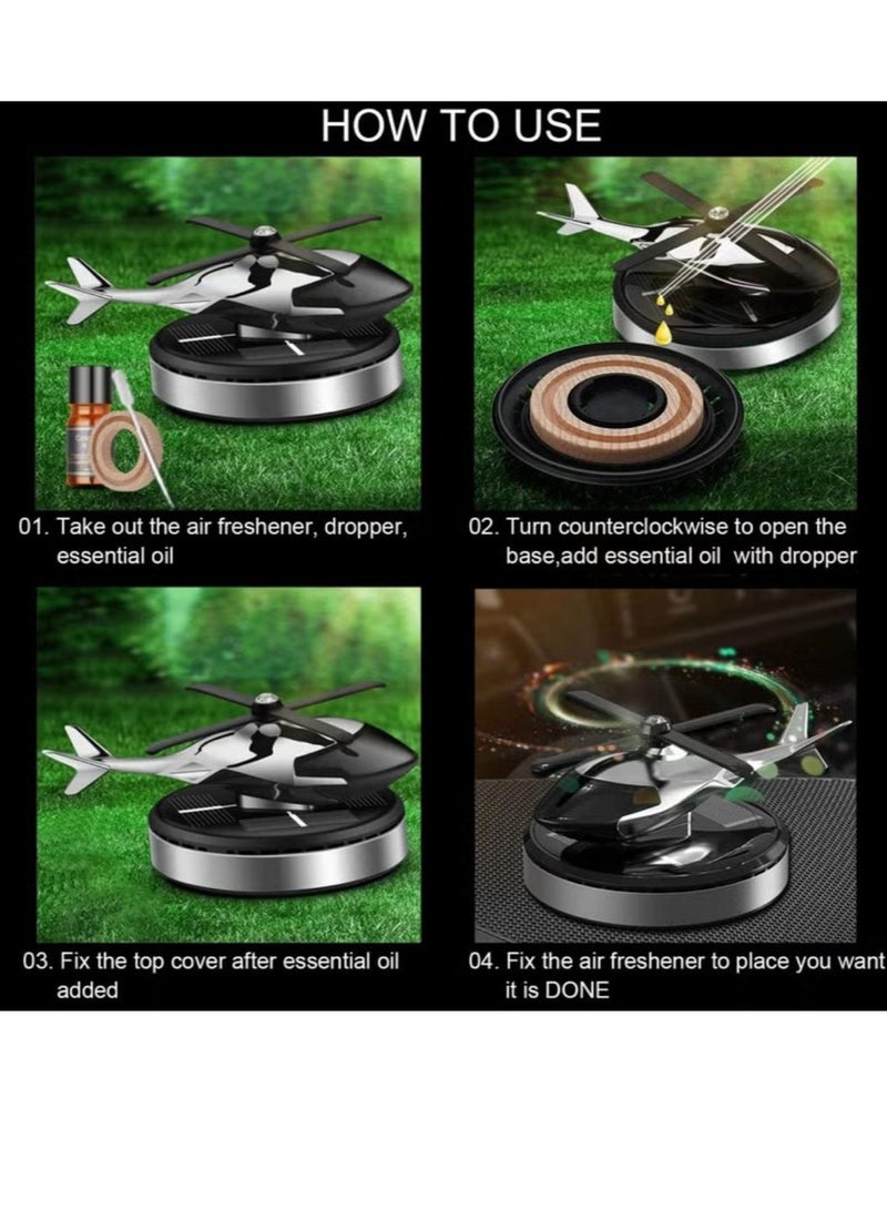 Car Aromatherapy Ornament Helicopter Solar Aromatherapy Diffuser, Rotary Airplane Car Perfume Ornament Air Freshener, Lasting Light Fragrance Interior Decoration Accessories Car Home Diffuser - Image 3