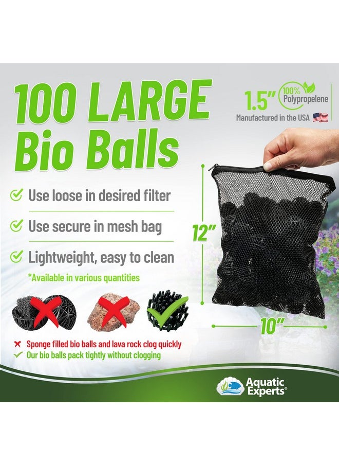 Bio Balls Filter Media Bulk  1.5 Inch Bio Balls For Pond Filter  Bio Balls Large For Pond Filter Media For Outdoor Ponds, Bio Balls For Aquarium Filter, (100 Count With Mesh Bag)