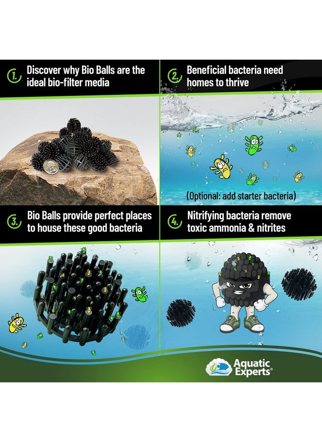 Bio Balls Filter Media Bulk  1.5 Inch Bio Balls For Pond Filter  Bio Balls Large For Pond Filter Media For Outdoor Ponds, Bio Balls For Aquarium Filter, (100 Count With Mesh Bag)