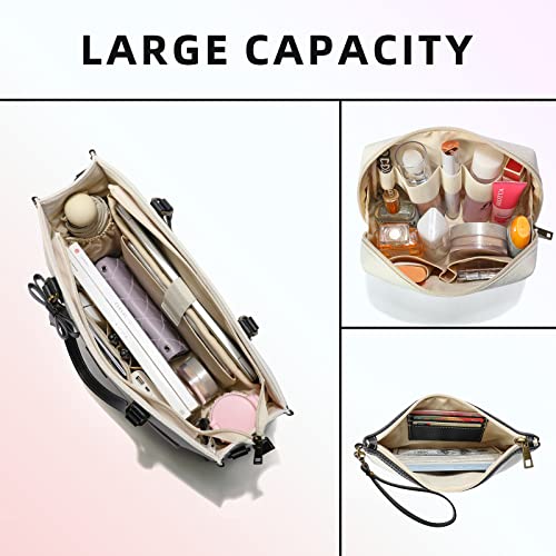 Keyli حقيبة كمبيوتر محمول كيلي توت قماش للنساء 15.6 بوصة حقائب عمل عصرية كبيرة السعة حقائب يد احترافية لمكتب الكمبيوتر حقائب سفر، مكتب، مدرسة بيضاء - Image 4