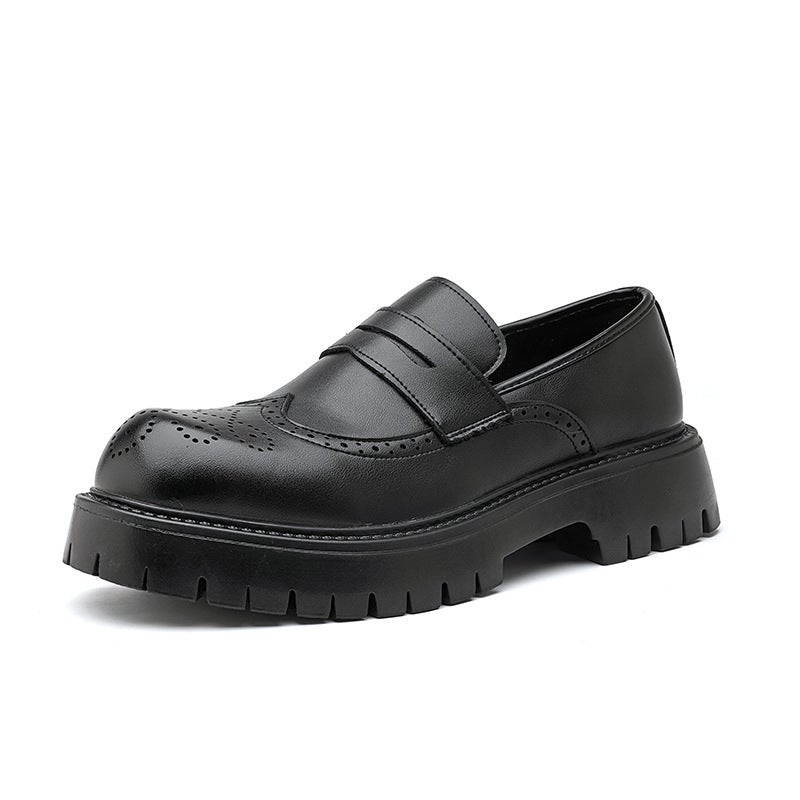Men'S Casual Style Leather Shoes, Trendy Large-Toe Slip-On Loafers, Men'S Business Thick-Soled Heightening Large Size 4546 Men - Image 1