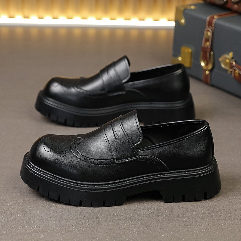 Men'S Casual Style Leather Shoes, Trendy Large-Toe Slip-On Loafers, Men'S Business Thick-Soled Heightening Large Size 4546 Men - Image 4