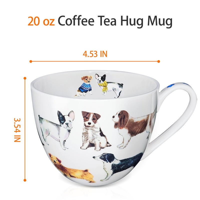 MFoffice Cute Dog Mugs for Daily Coffee and Tea, Premium 20 oz Bone China Coffee Tea Hug Mug, Perfect Holiday, Birthday, and Christmas Gift for Dog Lovers, Designed in England by Harvest Green Studio - Image 3