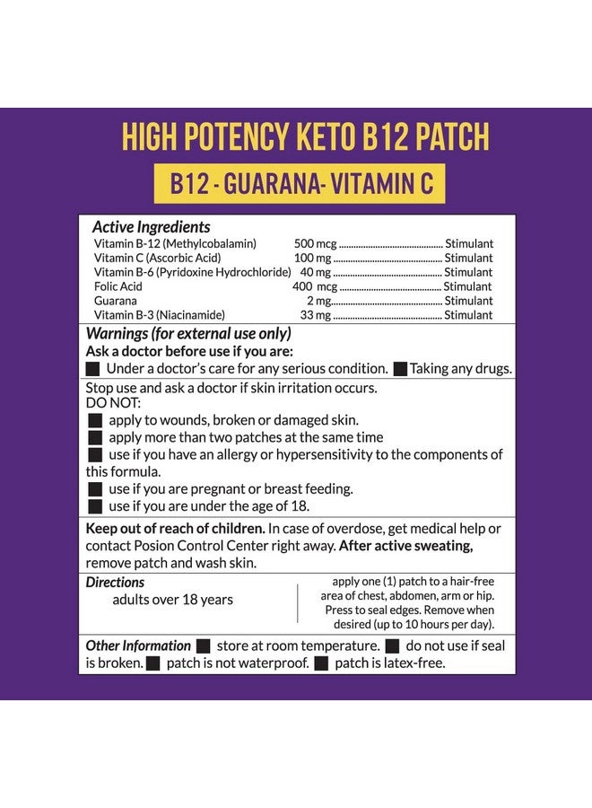 VitaPatch Keto Patch with B12 Methylcobalamin and Vitamin Guarana B12 Patch for Energy - 30 Day Supply Keto & Vitamin B12 Patches - Made in The USA - Image 2