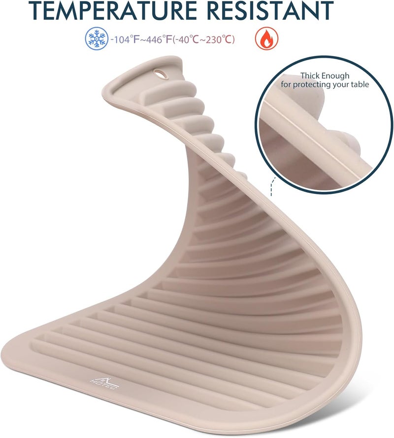 hotec 446℉ Heat Resistant Silicone Trivets, Hot Pot Holder Rest, Multi-Purpose Hot Pads for Kitchen Counter &Table, Set of 2, Khaki - Image 3