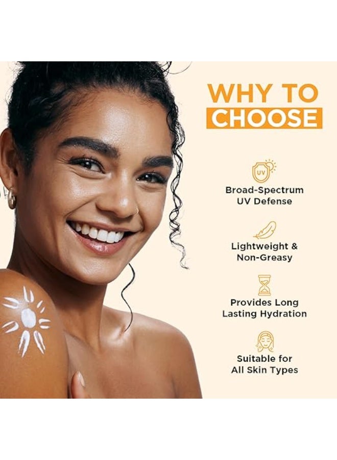 Orgatre Sun Shield Vitamin C Bright Face Sunscreen SPF 50 PA++++ for Oily & Dry Skin | Lightweight, No White Cast | With Niacinamide & Hyaluronic Acid | UVA/UVB Defense | Water Resistant, Non-Greasy | 100gm - Image 2