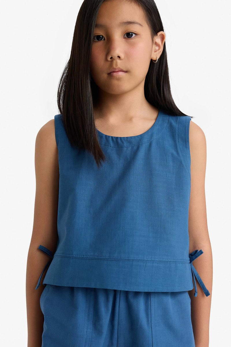 DeFacto Blue Girl Girl Short Sleeve Blouse Casual - Image 1