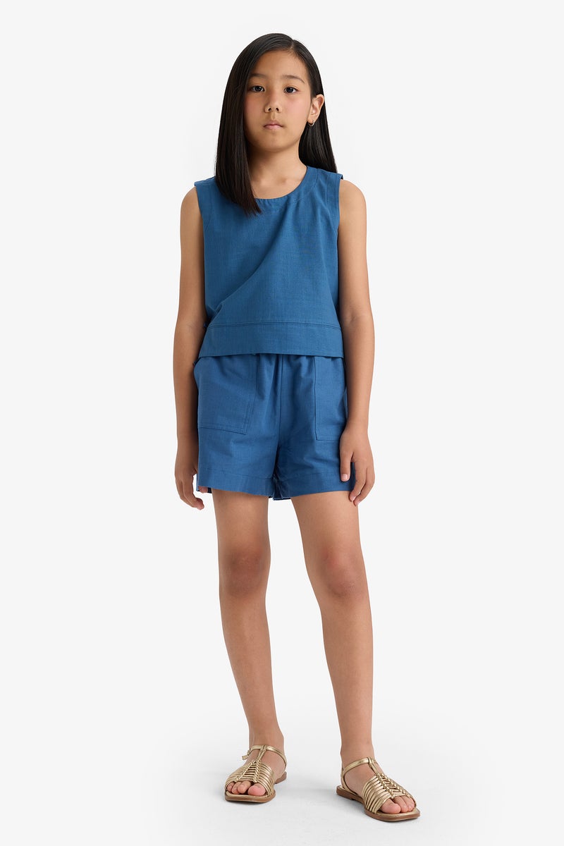 DeFacto Blue Girl Girl Short Sleeve Blouse Casual - Image 2
