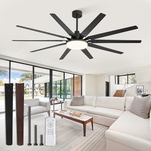 Fanbulous 72 inch Large Ceiling Fans with Lights and Remote, Outdoor Black Ceiling Fan with 10 Blades, 32W LED light 3 CCT, 6 Speed Reversible Quiet DC Motor, Modern Ceiling Fan for Living Room Patio - Image 1