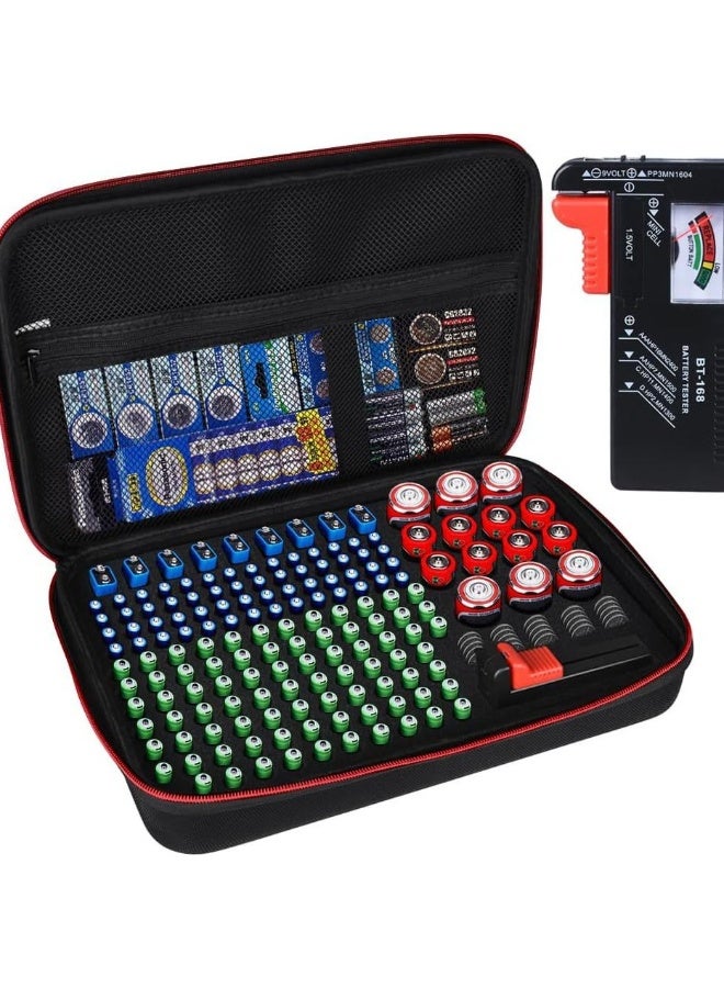Battery Storage Organizer - Holds Over 200 Batteries with BT-168 Tester - Accommodates AA/AAA/C/D/9V/3V Lithium Batteries (Case Only, Batteries Not Included) - Image 1