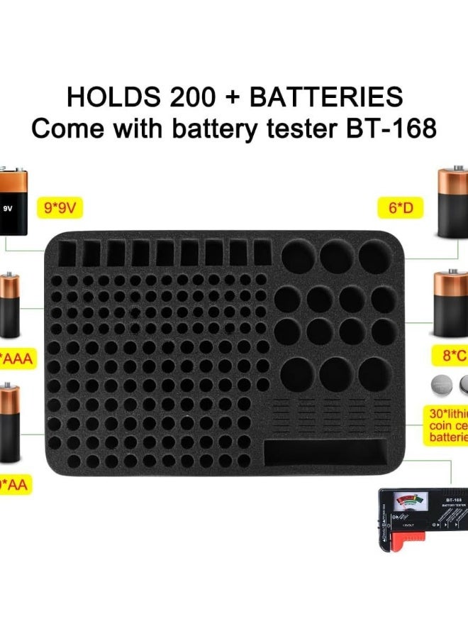 Battery Storage Organizer - Holds Over 200 Batteries with BT-168 Tester - Accommodates AA/AAA/C/D/9V/3V Lithium Batteries (Case Only, Batteries Not Included) - Image 3