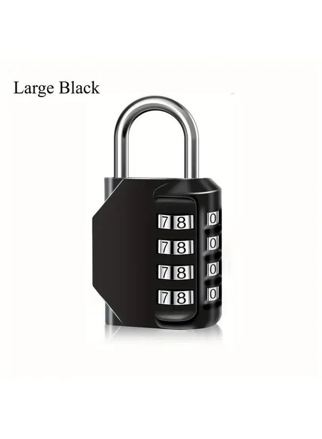 Large Black Resettable 4 Digit Combination Padlock Heavy Duty for Gym Lockers Toolbox Gate - Image 1