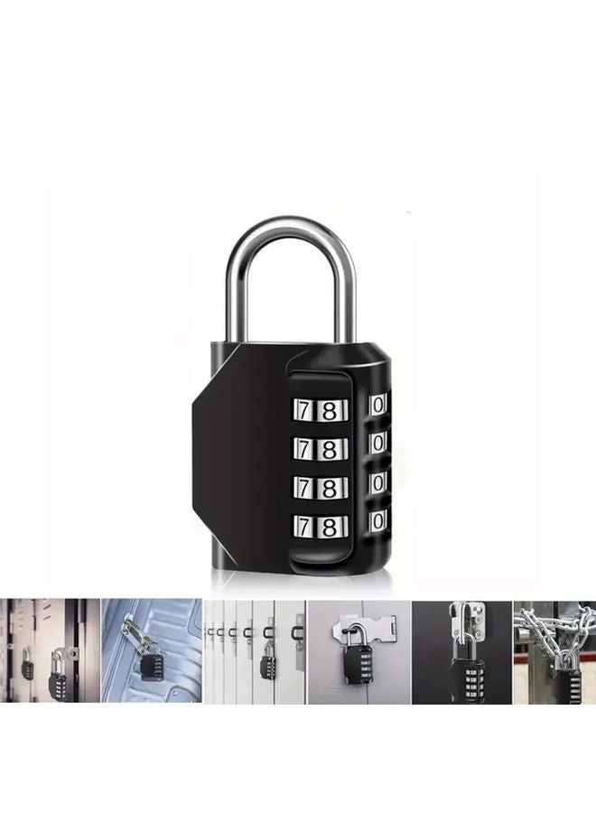 Large Black Resettable 4 Digit Combination Padlock Heavy Duty for Gym Lockers Toolbox Gate - Image 2