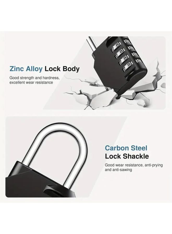 Large Black Resettable 4 Digit Combination Padlock Heavy Duty for Gym Lockers Toolbox Gate - Image 5